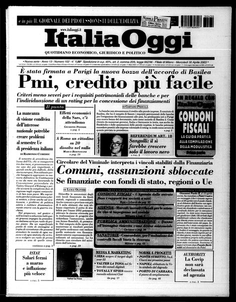 Italia oggi : quotidiano di economia finanza e politica